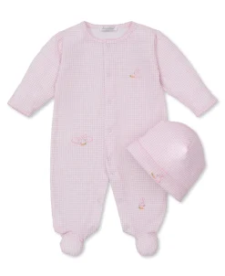Baby Bunny Patch Pink Gingham Footie & Hat Set
