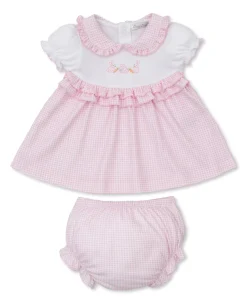 Baby Bunny Patch Pink Gingham Dress Set