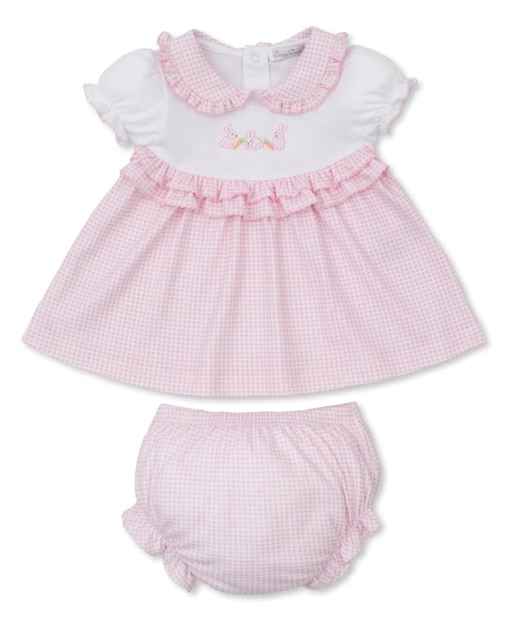 Baby Bunny Patch Pink Gingham Dress Set