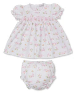 Baby Bunny Patch Pink Print Dress Set