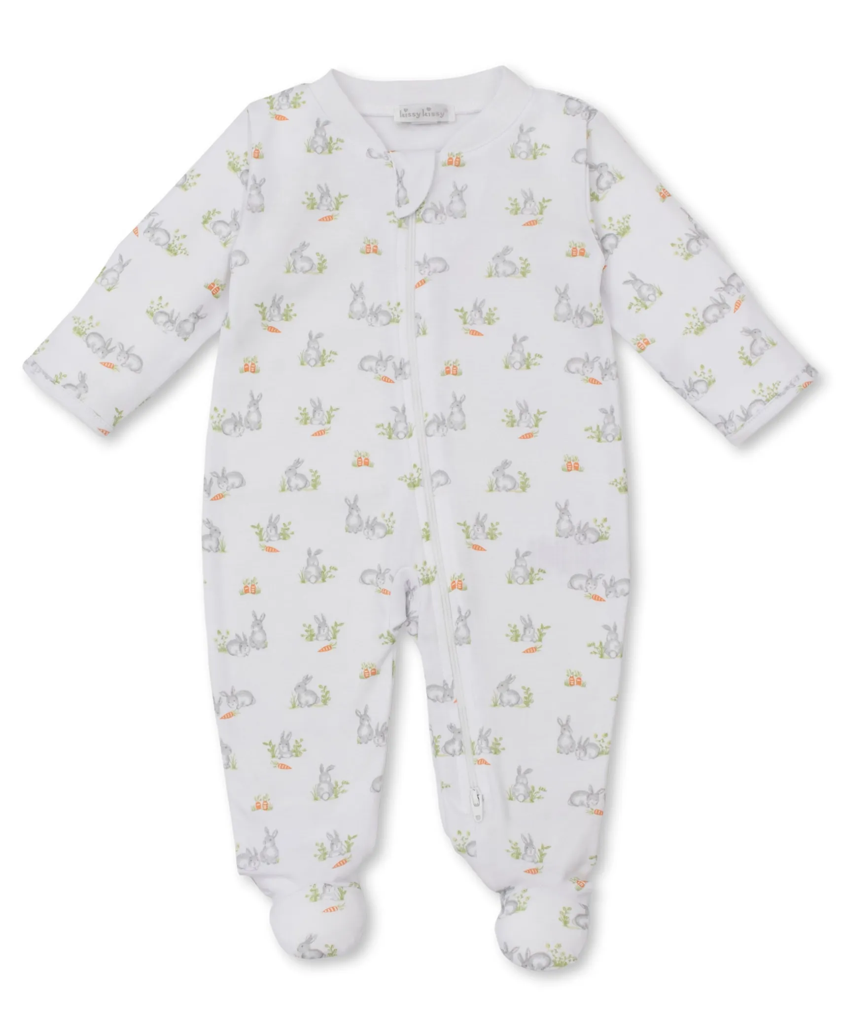 Baby Bunny Patch Silver Zip Footie