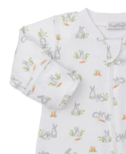 Baby Bunny Patch Silver Zip Footie