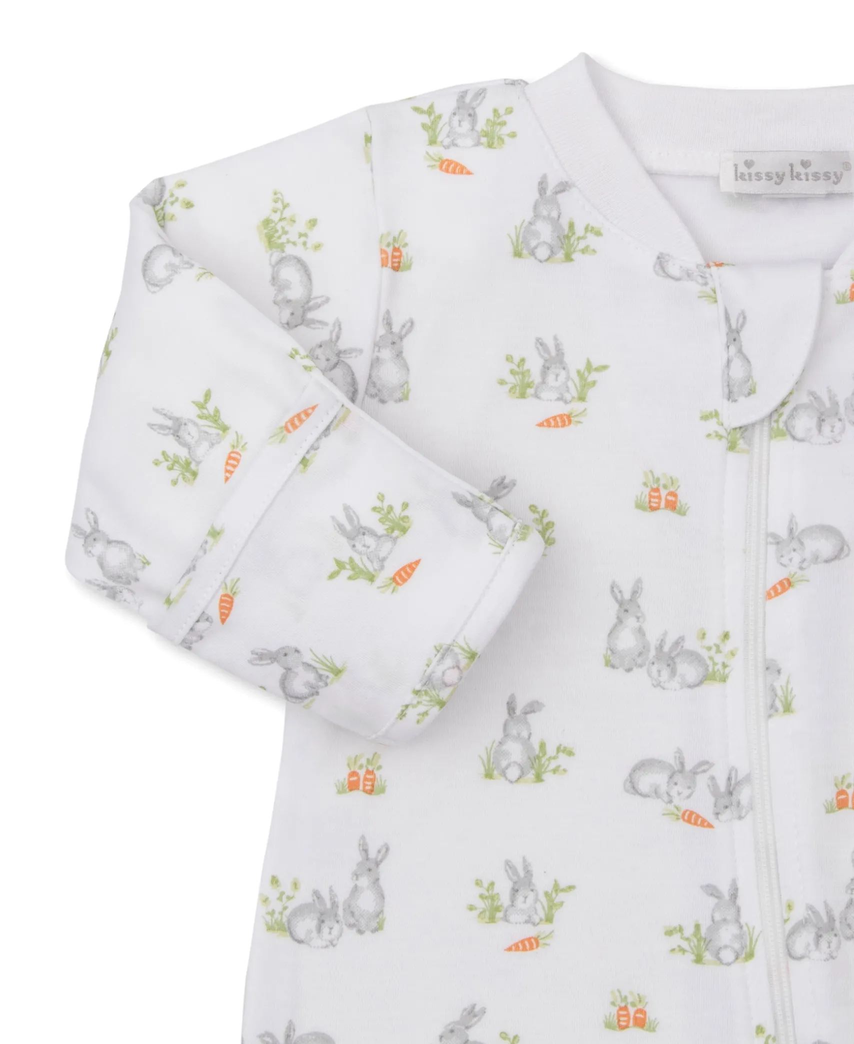 Baby Bunny Patch Silver Zip Footie