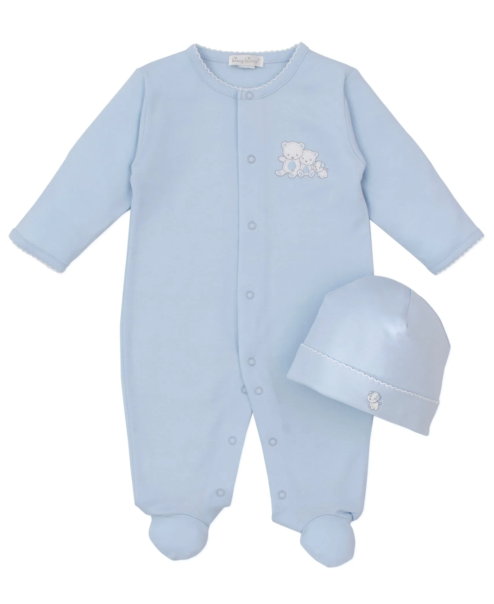 Beary Besties Blue Footie & Hat Set