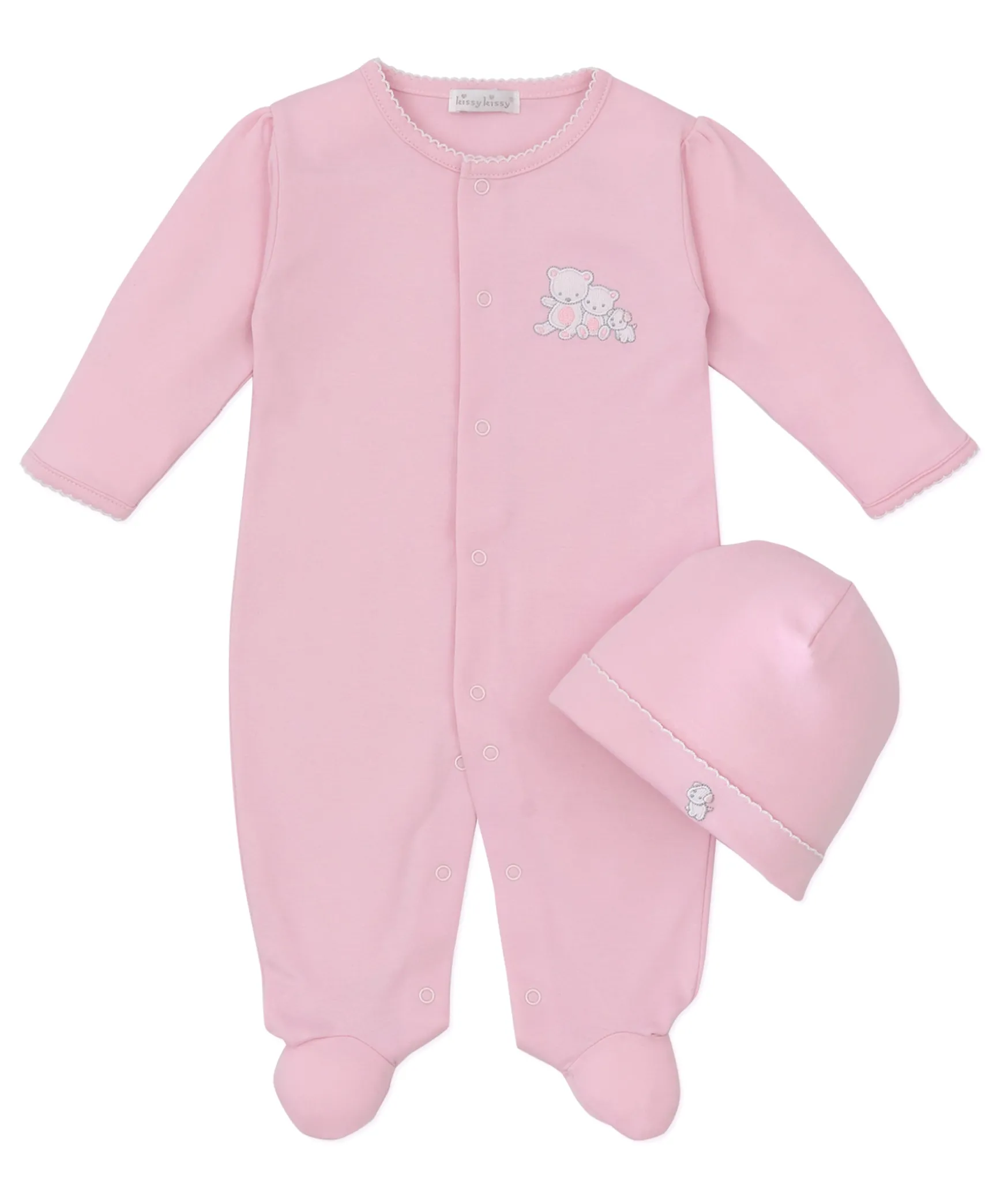 Beary Besties Pink Footie & Hat Set