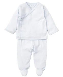 Blue Kissy Pointelle Cross Tee and Pant Set