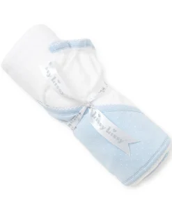 Blue/White New Kissy Dots Hooded Towel & Mitt Set