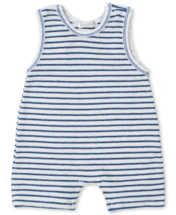 Cabana Terry Stripes Blue Sleeveless Playsuit