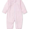 Classic Rib Pink Stripe Zip Footie