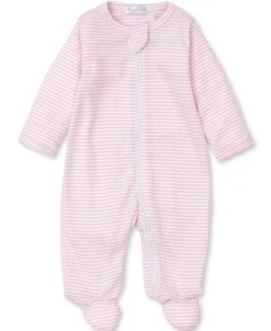 Classic Rib Pink Stripe Zip Footie