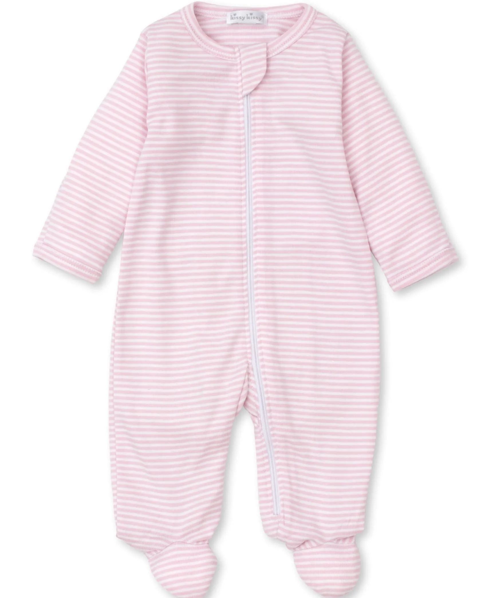 Classic Rib Pink Stripe Zip Footie