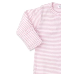 Classic Rib Pink Stripe Zip Footie