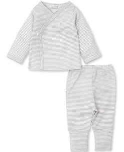 Classic Rib Silver Stripe Footed Pant Set