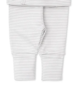 Classic Rib Silver Stripe Footed Pant Set