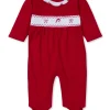 CLB Holiday Medley 24 Red Hand Smocked Santa Footie