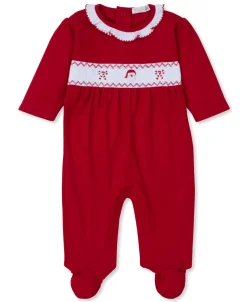 CLB Holiday Medley 24 Red Hand Smocked Santa Footie