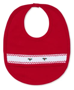 CLB Holiday Medley 24 Red Hand Smocked Mistletoe Bib