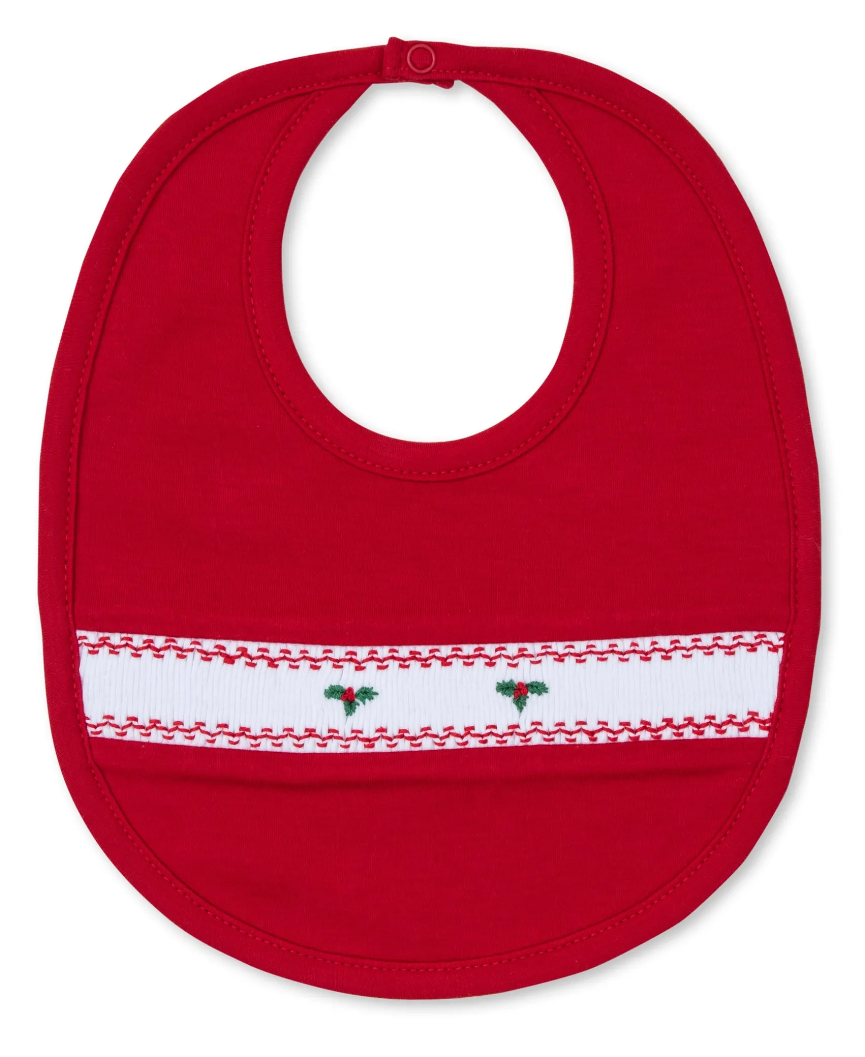 CLB Holiday Medley 24 Red Hand Smocked Mistletoe Bib