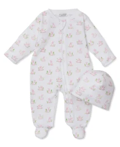 Cottontail Hollows Pink Zip Footie & Hat Set