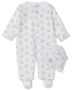 Cottontail Hollows Silver Zip Footie & Hat Set