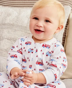 Flashing Firetrucks Zip Footie