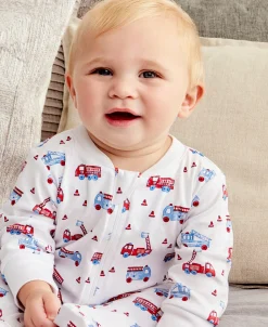 Flashing Firetrucks Zip Footie