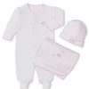 Footie, Hat, & Blanket Pink Floral Pointelle Bundle Set