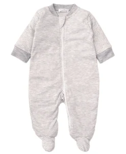 Gray Kissy Essentials Stripe Zip Footie
