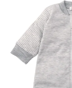 Gray Kissy Essentials Stripe Zip Footie