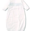 Hand Smocked CLB Charmed White/Blue Sack Gown