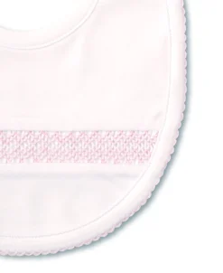 Hand Smocked CLB Charmed White/Pink Bib