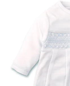 Hand Smocked CLB Charmed White/Blue Sack Gown