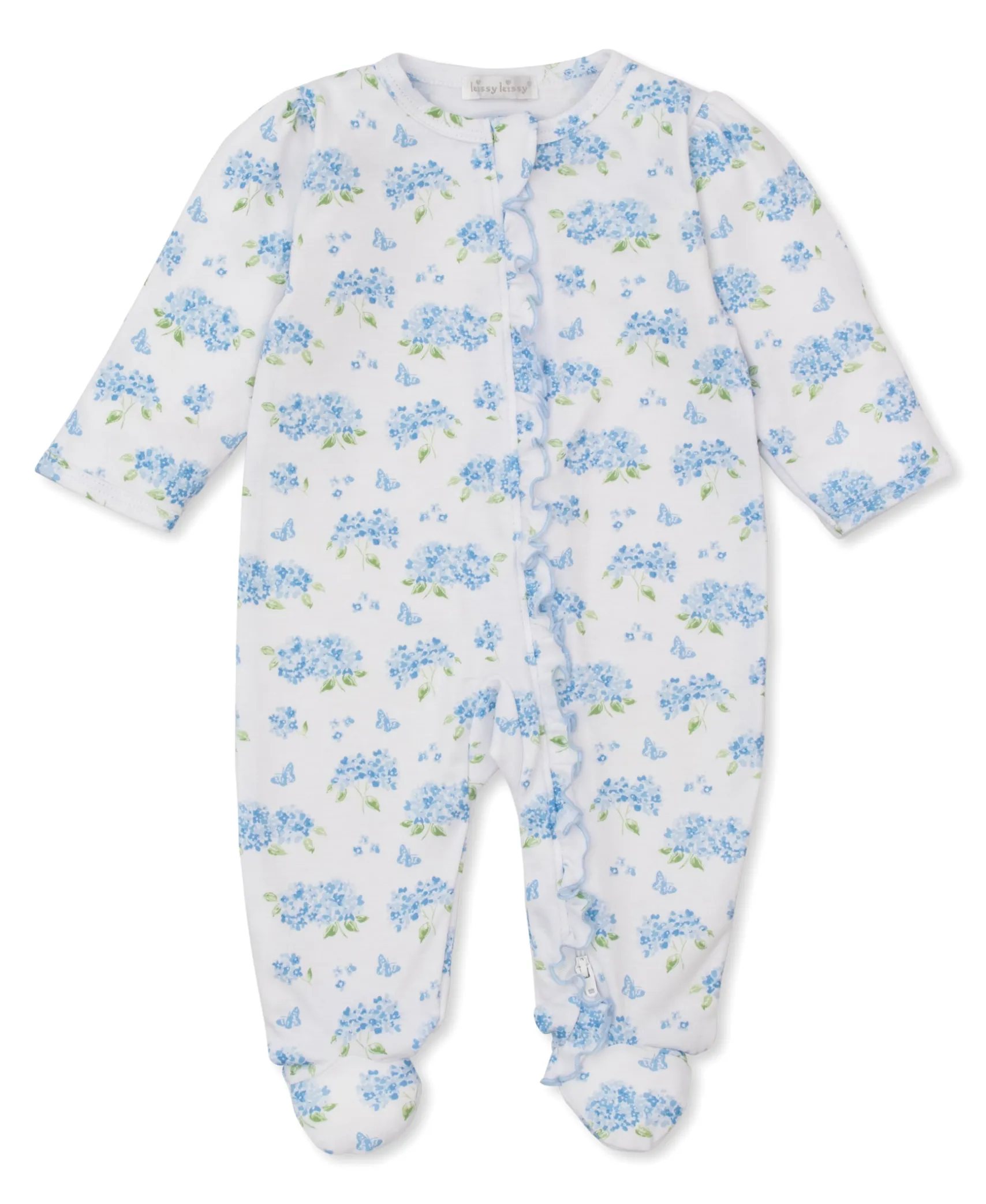 Heavenly Hydrangeas Blue Zip Footie