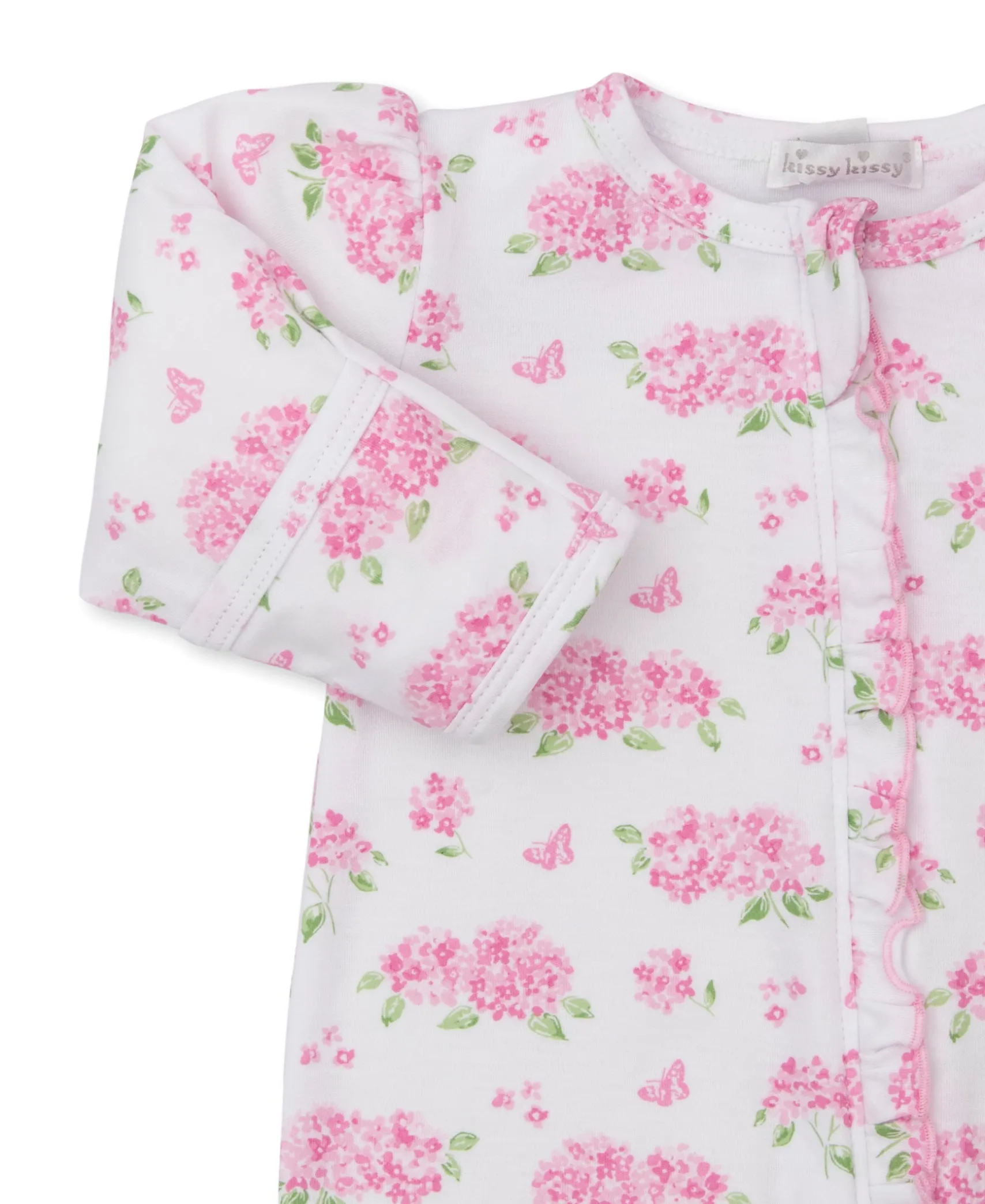 Heavenly Hydrangeas Pink Zip Footie