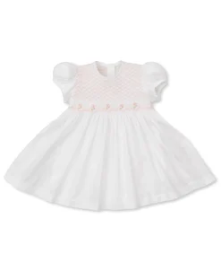 Kissy Elegance White Hand Smocked Woven Dress