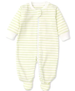 Kissy Love Basics Green Stripes Zip Footie