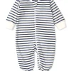 Kissy Love Basics Navy Stripes Zip Footie