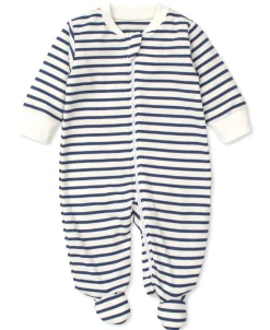 Kissy Love Basics Navy Stripes Zip Footie