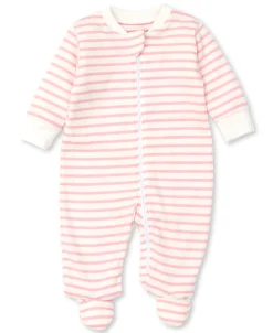 Kissy Love Basics Pink Stripes Zip Footie