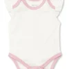 Kissy Love Basics Short Flutter Sleeve Cream/Pink Bodysuit