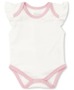 Kissy Love Basics Short Flutter Sleeve Cream/Pink Bodysuit
