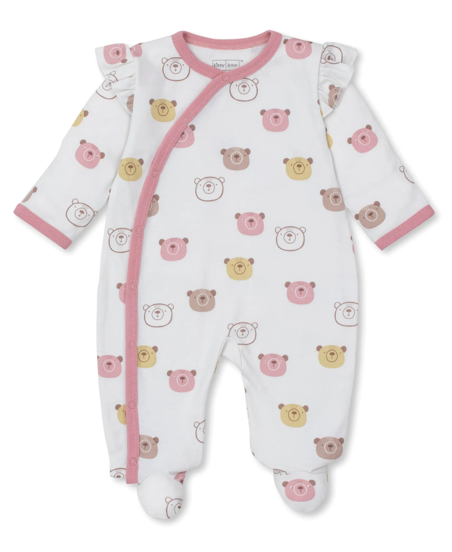 Kissy Love Bear Talk Pink Footie