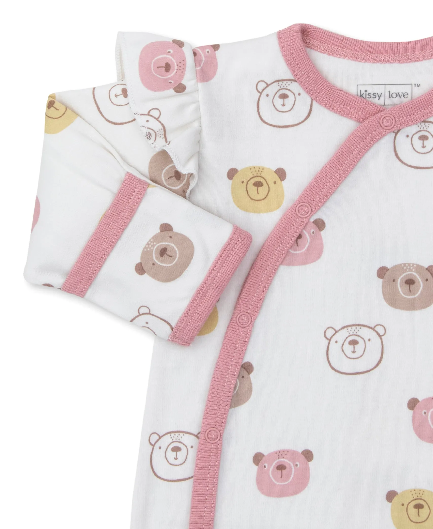 Kissy Love Bear Talk Pink Footie