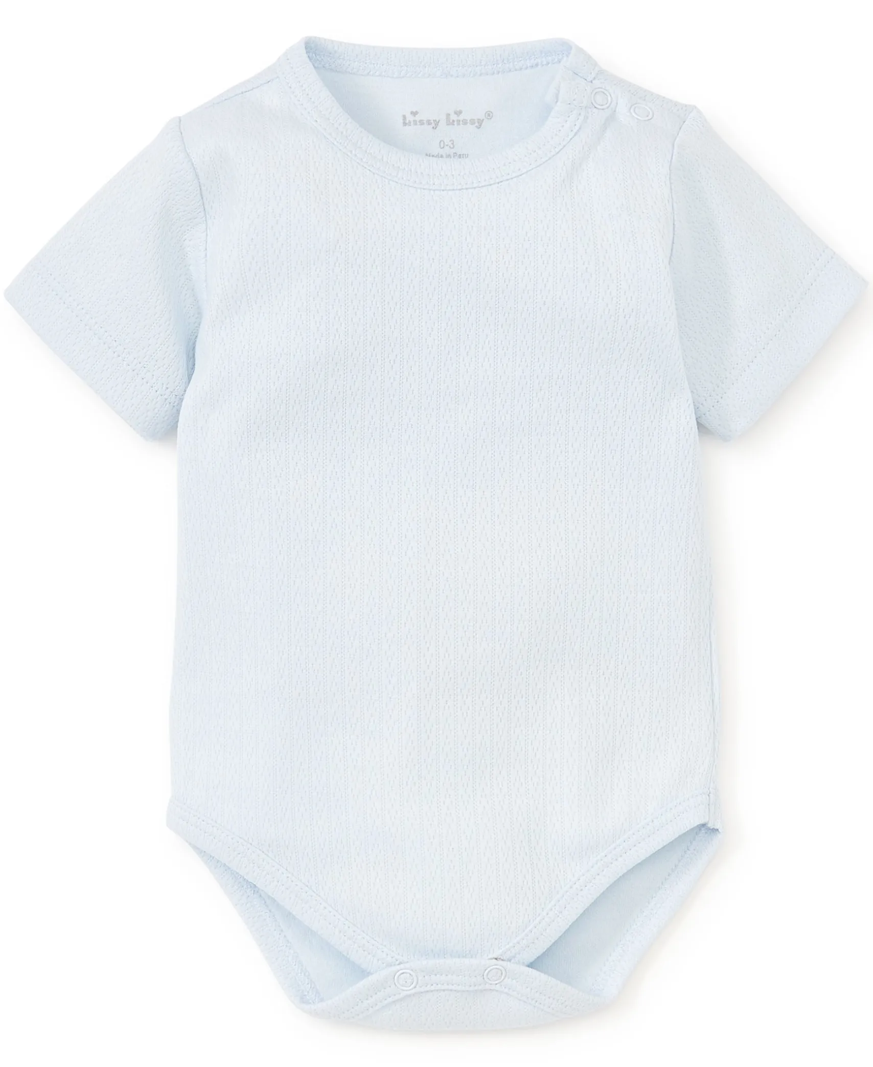 Kissy Pointelle Blue Short Sleeve Bodysuit