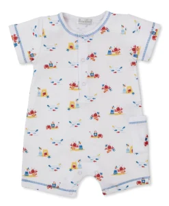 Lobsters Sandy Smiles Blue Short Playsuit