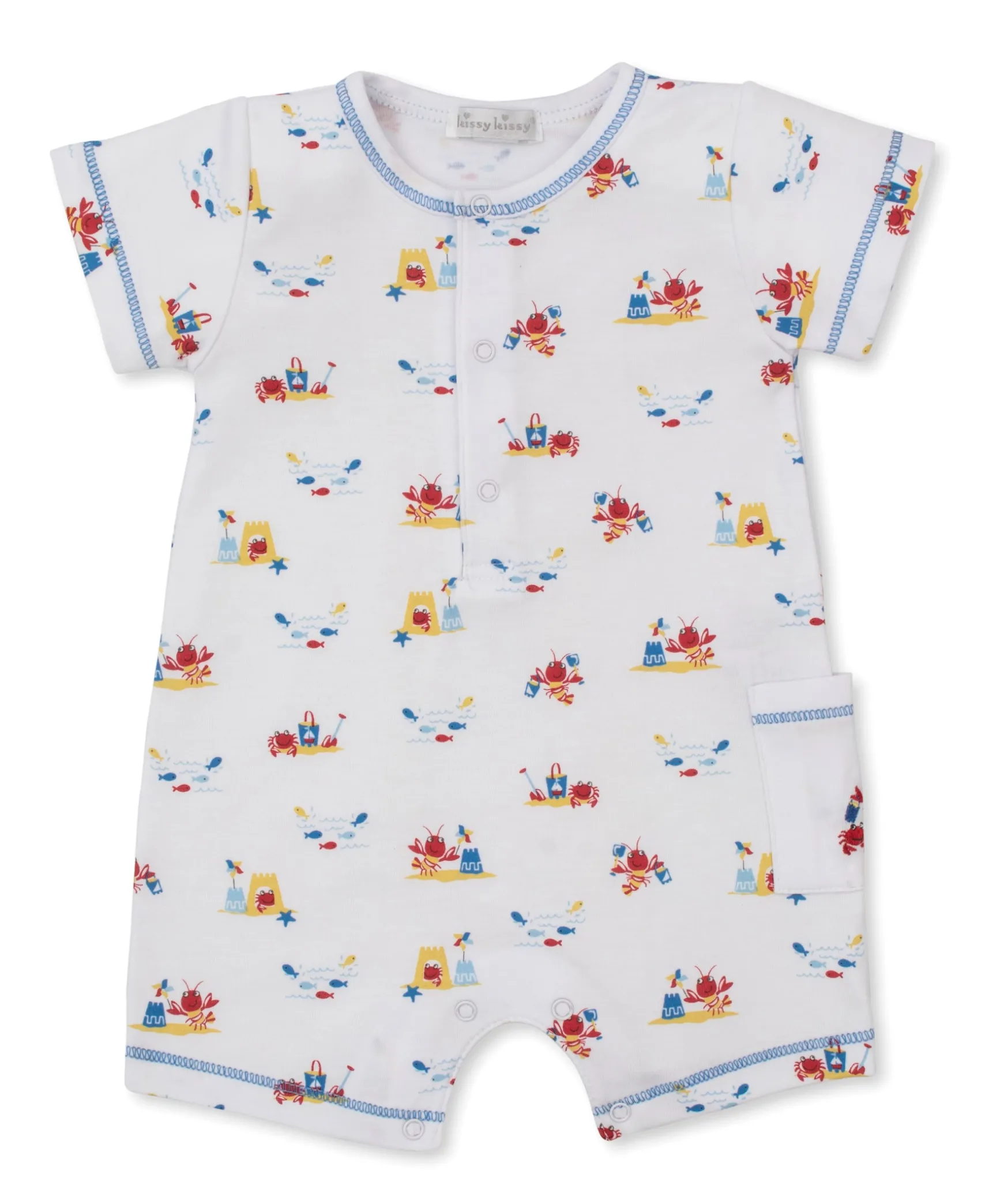 Lobsters Sandy Smiles Blue Short Playsuit