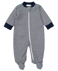 Navy Kissy Essentials Stripe Zip Footie