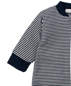 Navy Kissy Essentials Stripe Zip Footie