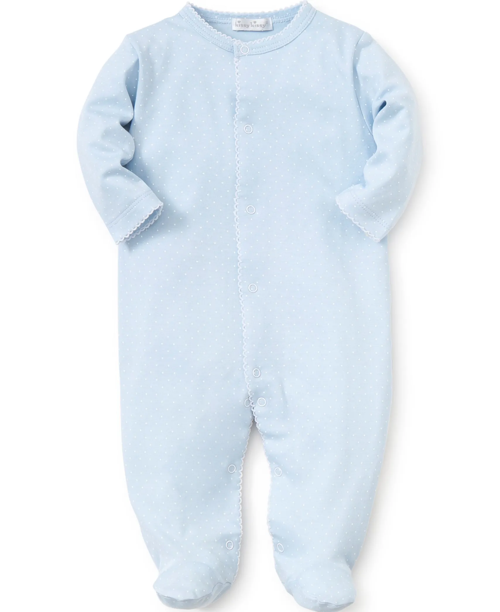 Personalized Blue/White New Kissy Dots Footie