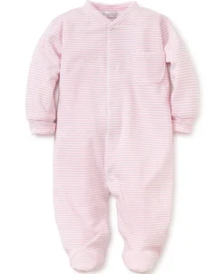 Personalized Pink Simple Stripes Footie